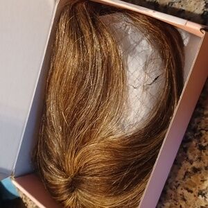 10" Chocolate Brown w/ Blonde Highlights Human Hair Topper [Seikea] Never Used *